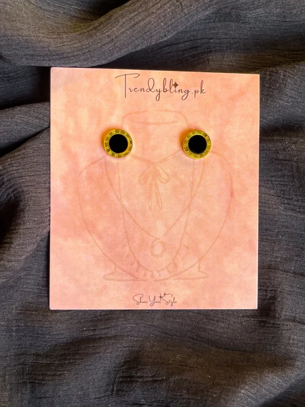 Black Studded Roman Numeral Earrings