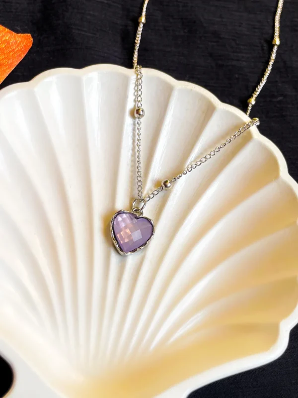 Lilac Gems Heart-Shaped Necklace
