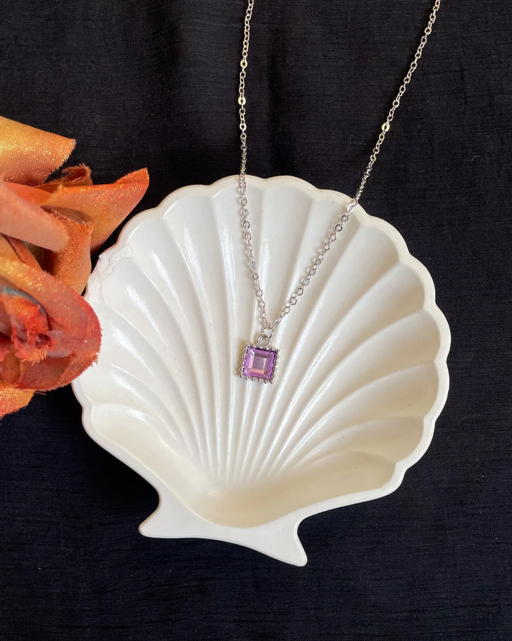 Lilac Gems Square Necklace - Image 3